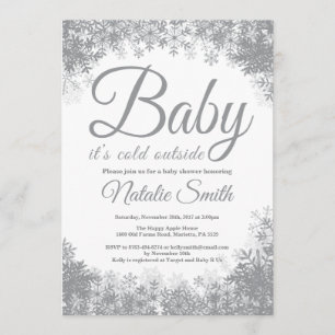 Baby Its Cold Outside Winter Snowflake Baby Shower Invitation