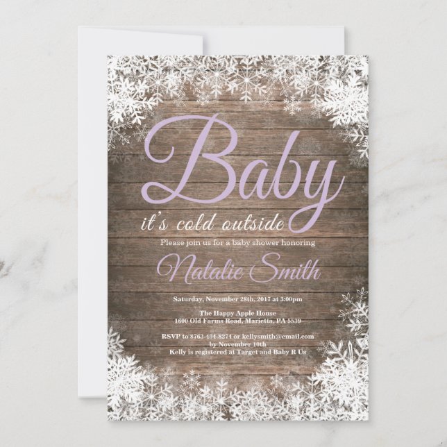Baby Its Cold Outside Winter Snowflake Baby Shower Invitation (Front)