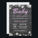 Baby its Cold Outside Winter Snowflake Baby Shower Invitation<br><div class="desc">Baby its Cold Outside Winter Snowflake Baby Shower Invitation. Girl Baby Shower. White and Purple Snowflake. Winter Holiday Baby Shower Invite. Chalkboard Background. Black and White. For further customisation,  please click the "Customise it" button and use our design tool to modify this template.</div>