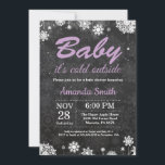 Baby its Cold Outside Winter Snowflake Baby Shower Invitation<br><div class="desc">Baby its Cold Outside Winter Snowflake Baby Shower Invitation. Girl Baby Shower. White and Purple Snowflake. Winter Holiday Baby Shower Invite. Chalkboard Background. Black and White. For further customisation,  please click the "Customise it" button and use our design tool to modify this template.</div>