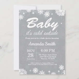 Baby its Cold Outside Winter Snowflake Baby Shower Invitation