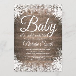 Baby Its Cold Outside Winter Snowflake Baby Shower Invitation