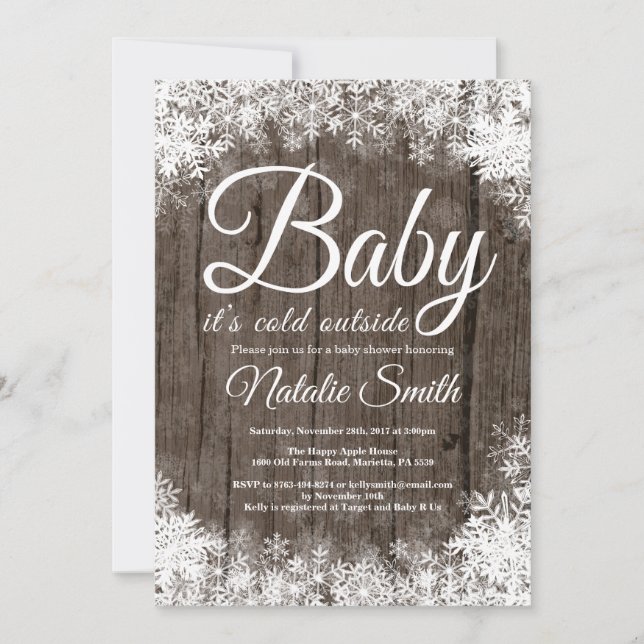 Baby Its Cold Outside Winter Snowflake Baby Shower Invitation (Front)