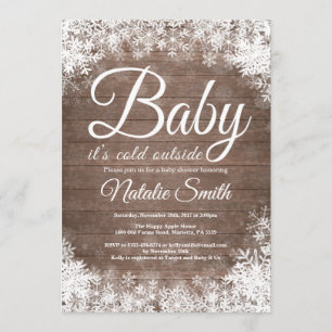 Baby Its Cold Outside Winter Snowflake Baby Shower Invitation