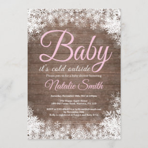 Baby Its Cold Outside Winter Snowflake Baby Shower Invitation