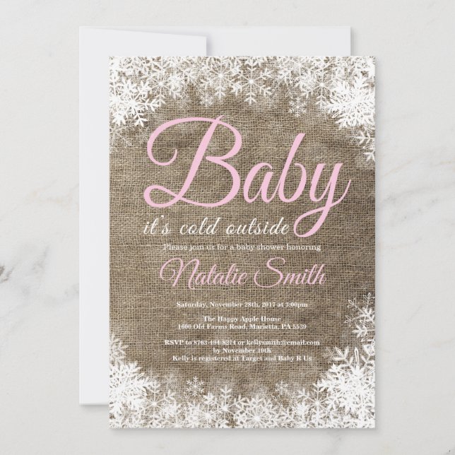 Baby Its Cold Outside Winter Snowflake Baby Shower Invitation (Front)