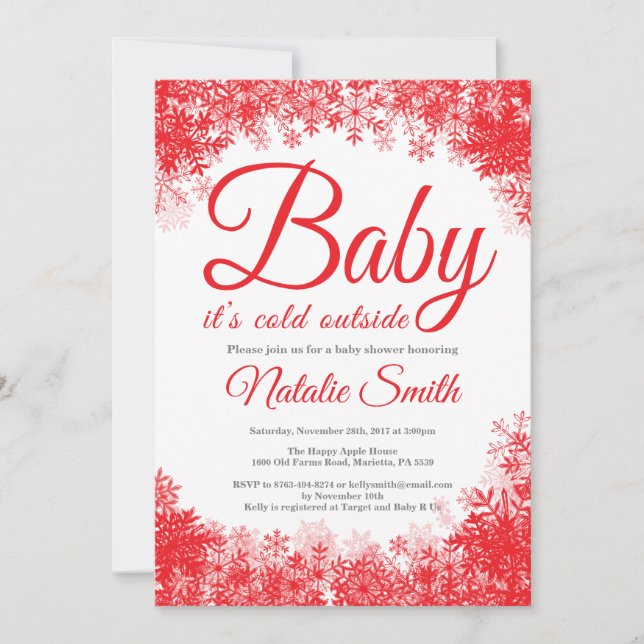 Baby Its Cold Outside Winter Snowflake Baby Shower Invitation (Front)