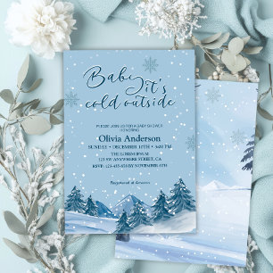 Baby its cold outside winter snowflake baby shower invitation