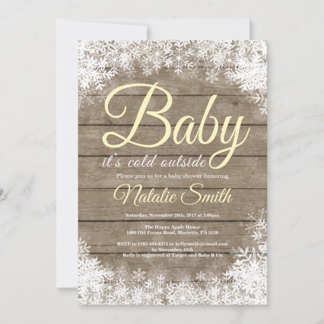 Baby Its Cold Outside Winter Snowflake Baby Shower Invitation (Front)