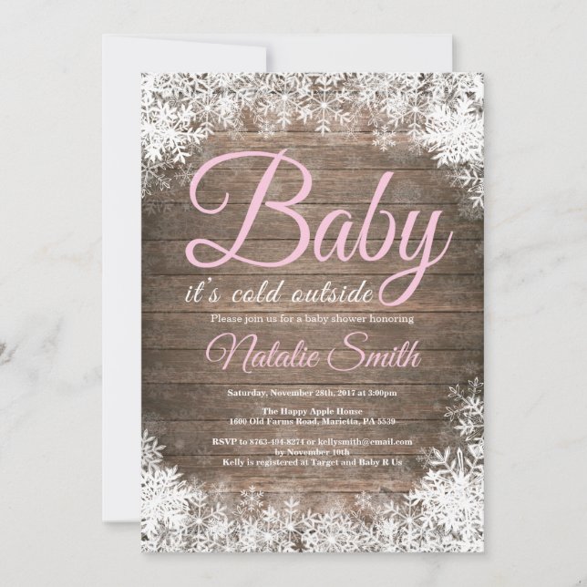 Baby Its Cold Outside Winter Snowflake Baby Shower Invitation (Front)