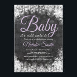 Baby Its Cold Outside Winter Snowflake Baby Shower Invitation<br><div class="desc">Baby Its Cold Outside Winter Snowflake Baby Shower Invitationn. Girl Baby Shower Invitation. Purple Lilac Lavender Violet. Winter Holiday Baby Shower Invite. White Snowflakes. Chalkboard Background. For further customisation,  please click the "Customise it" button and use our design tool to modify this template.</div>