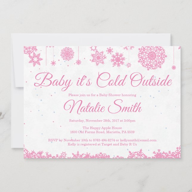 Baby Its Cold Outside Winter Snowflake Baby Shower Invitation (Front)