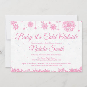 Baby Its Cold Outside Winter Snowflake Baby Shower Invitation