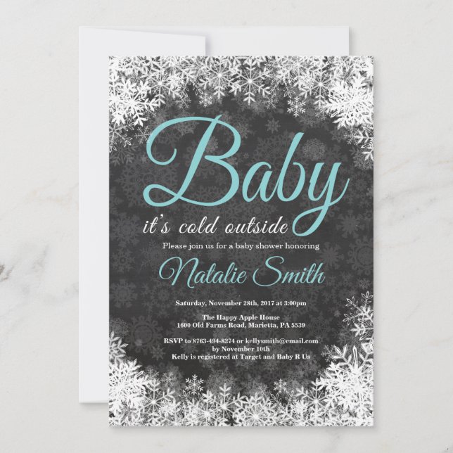 Baby Its Cold Outside Winter Snowflake Baby Shower Invitation (Front)