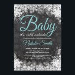 Baby Its Cold Outside Winter Snowflake Baby Shower Invitation<br><div class="desc">Baby Its Cold Outside Winter Snowflake Baby Shower Invitationn. Boy or Girl Baby Shower Invitation. Aqua Turquoise Teal. Winter Holiday Baby Shower Invite. White Snowflakes. Chalkboard Background. For further customisation,  please click the "Customise it" button and use our design tool to modify this template.</div>