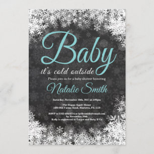 Baby Its Cold Outside Winter Snowflake Baby Shower Invitation