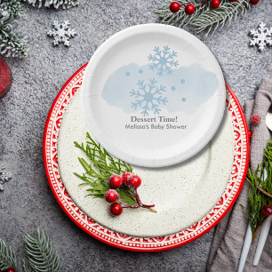 Baby its cold outside winter snowflake dessert paper plate