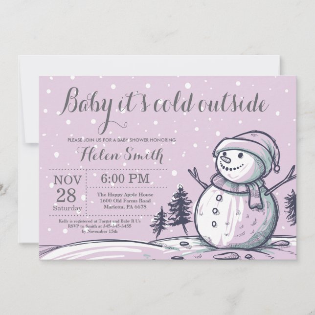 Baby its Cold Outside Winter Snowman Baby Shower Invitation (Front)