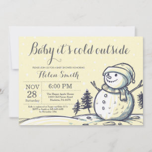 Baby its Cold Outside Winter Snowman Baby Shower Invitation