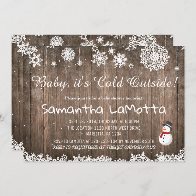 Baby Its Cold Outside Winter snowman Baby Shower Invitation (Front/Back)