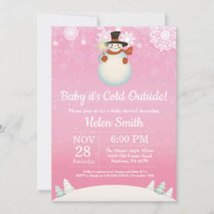 Baby its Cold Outside Winter Snowman Baby Shower Invitation