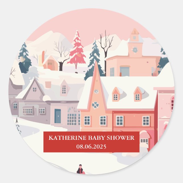 Baby It's Cold Outside Winter Themed baby shower Classic Round Sticker (Front)