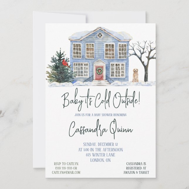 Baby It's Cold Outside, Winter Themed Baby Shower  Invitation (Front)
