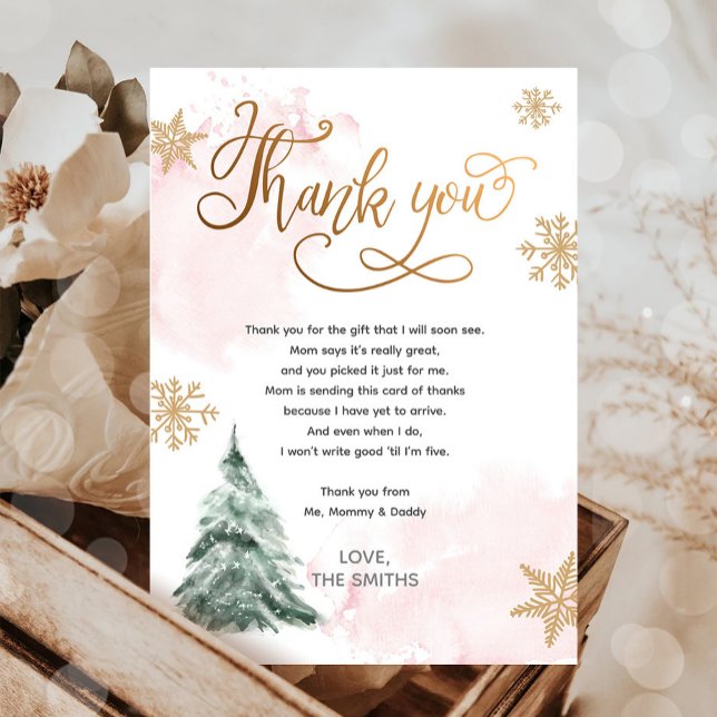 Baby It's Cold Outside Winter Tree Thank You Card (Creator Uploaded)