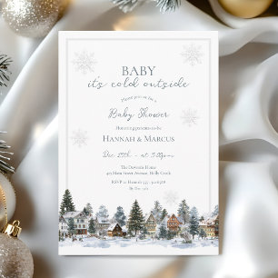 Baby It's Cold Outside Winter Village Baby Shower Invitation