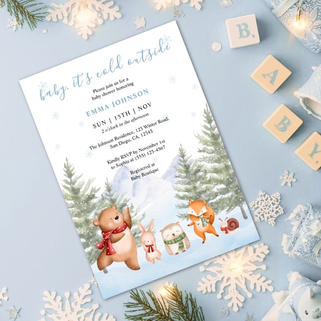 Baby It's Cold Outside Winter Woodland Baby Shower Invitation (Creator Uploaded)