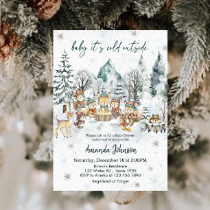 Baby It's Cold Outside Winter Woodland Baby Shower Invitation