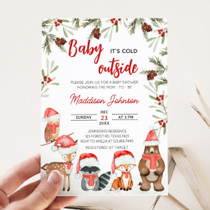 Baby Its Cold Outside Winter Woodland Baby Shower Invitation