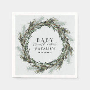 Baby its cold outside winter wreath baby shower napkin