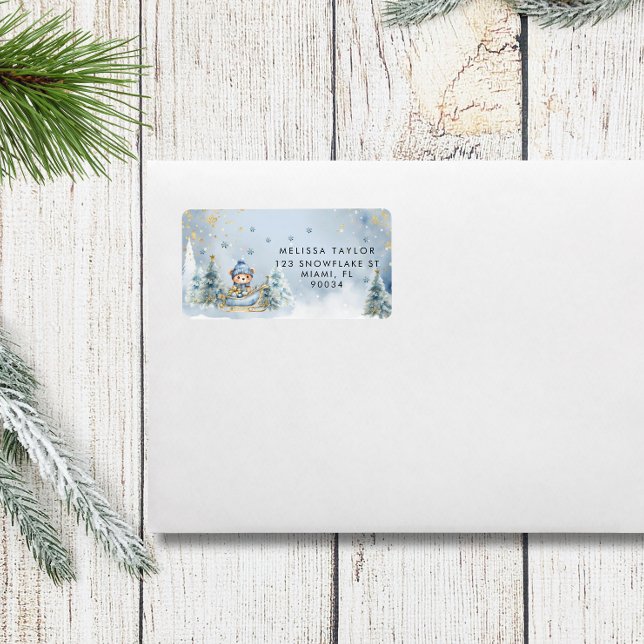 Baby It's Cold Outside Woodland Bear Address Label (Creator Uploaded)