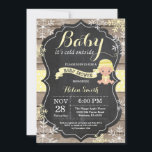Baby its Cold Outside Yellow Baby Shower Invitation<br><div class="desc">Baby its Cold Outside Rustic Winter Baby Shower invitation. Yellow Snowflake. Rustic Wood Chalkboard Background. Country Vintage Retro Barn. Boy or Girl Baby Shower Invitation. Winter Holiday Baby Shower Invite. Yellow and White Snowflakes. For further customisation, please click the "Customise it" button and use our design tool to modify this...</div>