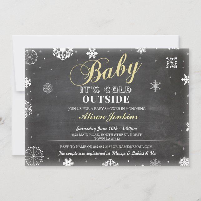 Baby It's Cold Outside Yellow Baby Shower Invite (Front)