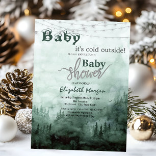 Baby It's Cold Pine Tree Forest Baby Shower Invitation