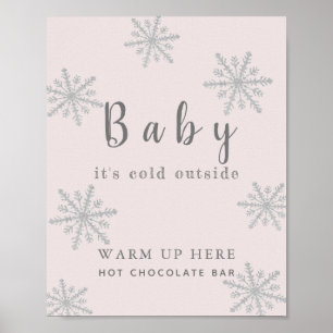 Baby It's Cold Pink Hot Chocolate Bar Sign
