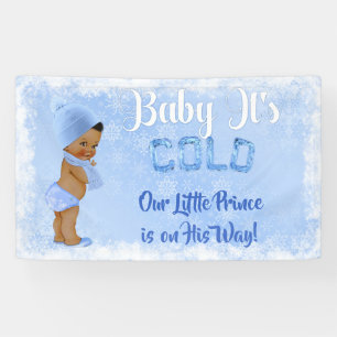Baby It's Cold Snowflake Icy Blue Ethnic Boy Banner