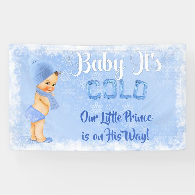 Baby It's Cold Snowflake Winter Blue Boy Banner (Horizontal)