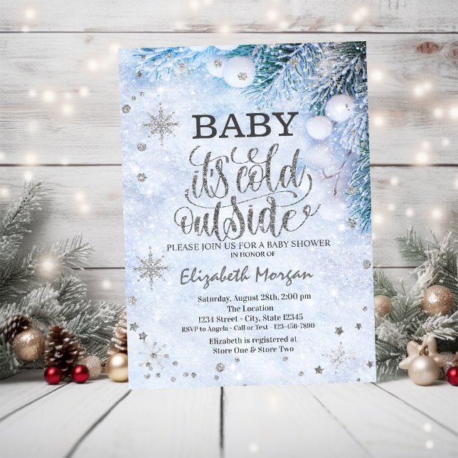 Baby It's Cold Snowflakes Winter Baby Shower Invitation (Creator Uploaded)