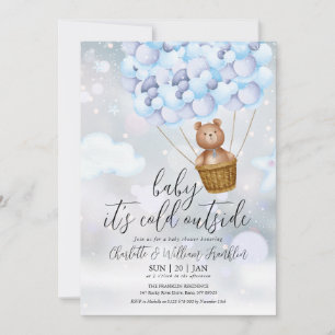 Baby Its Cold Teddy Bear Winter Boy Baby Shower Invitation