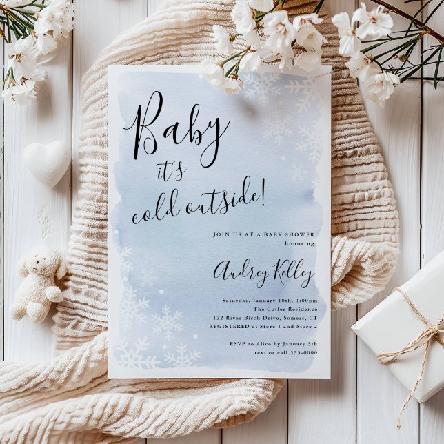Baby It's Cold Winter Baby Shower Blue Invitation (Creator Uploaded)
