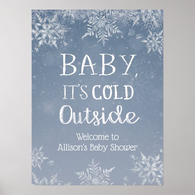 Baby It's Cold Winter Baby Shower Welcome Sign (Front)