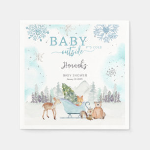 Baby It's Cold Winter Woodland Outside Baby Shower Napkin