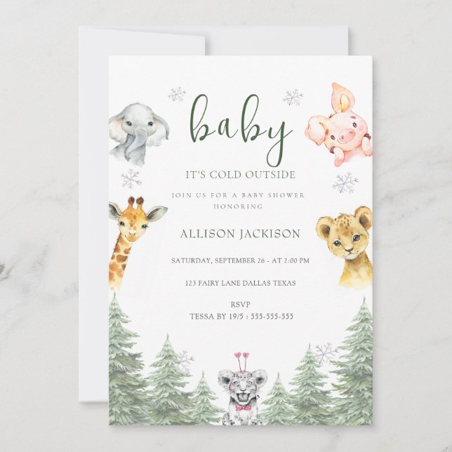 Baby It's Cold  Woodland  Outside Baby Shower  Invitation (Front)