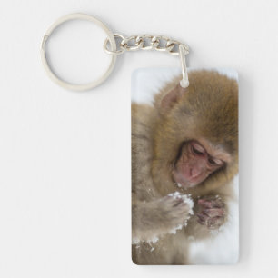 Baby Japanese Macaque   Snow Monkey Key Ring