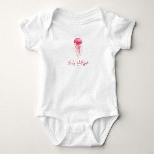 Baby Jellyfish Modern Pink Watercolor Girl Bodysuit