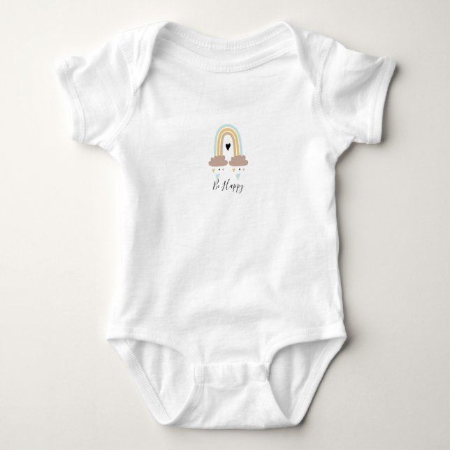 Baby Jersey Bodysuit - Rainbow and Hearts Bib (Front)