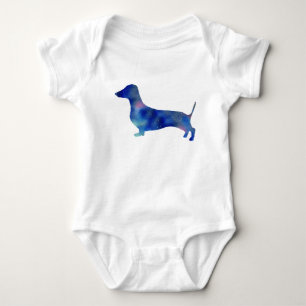 Baby Jersey Bodysuit, White Dachshund Dog Bodysuit